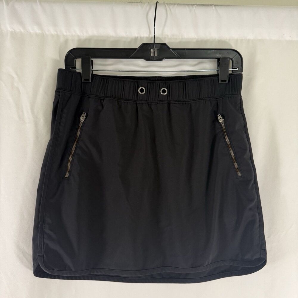 Athleta Skirt Women's Small Black Pull On Lined Zip Pockets Polyester Blend